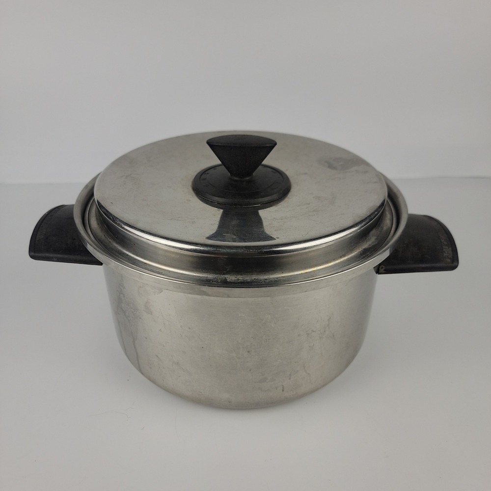 Vintage Prudential Ware 18-8 Tri-Clad Stainless Steel Stock Pot w/Lid USA